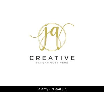 JQ feminine Logo Schönheit Monogramm und elegantes Logo-Design, Handschrift Logo der ursprünglichen Signatur, Hochzeit, Mode, Blumen und botanischen mit kreativen Stock Vektor