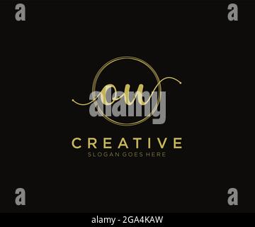 OU feminine Logo Schönheit Monogramm und elegantes Logo-Design, Handschrift Logo der ursprünglichen Signatur, Hochzeit, Mode, Blumen und botanischen mit kreativen Stock Vektor