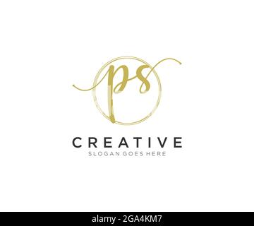 PS feminine Logo Schönheit Monogramm und elegantes Logo-Design, Handschrift Logo der ursprünglichen Signatur, Hochzeit, Mode, Blumen und botanischen mit kreativen Stock Vektor