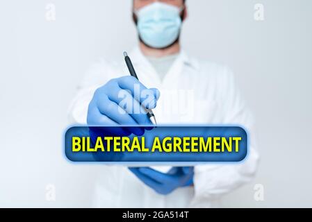 Konzeptionelle Bildunterschrift bilaterales Abkommen. Geschäftskonzept Rechtliche Verpflichtungen zu unverbindlichen Vereinbarungen des Principle Scientist Demonstratione New Stockfoto