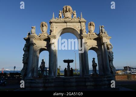 Springbrunnen des Riesen in Neapel, Italien. Stockfoto