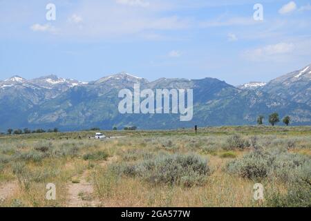 Ein Blick auf die Tetons im Bundesstaat Wyoming Stockfoto