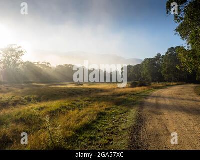 Geehi Flats Campingplatz und Kosciuszko Main Range, New South Wales, Australien Stockfoto