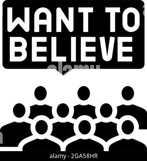 Der Glaube an Ufologie Glyphen Symbol Vektor Illustration Stock Vektor