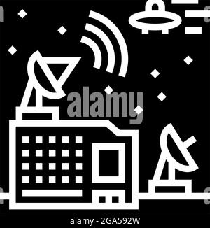 Space Alien Station Glyphe Symbol Vektor Illustration Stock Vektor