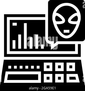 Alien Raum Laptop Glyphe Symbol Vektor Illustration Stock Vektor