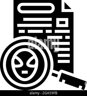 Alien Discovery Dokument Glyphen Symbol Vektor Illustration Stock Vektor