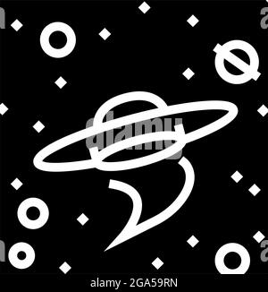 Fliegende Untertasse Alien in Galaxie Glyphe Symbol Vektorgrafik Stock Vektor
