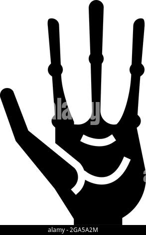Alien Hand mit vier Fingern Glyphen Symbol Vektorgrafik Stock Vektor