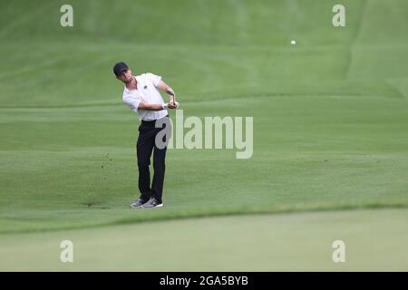 Saitama, Japan. Juli 2021. Hurly Long von Deutschland tritt während der Tokyo 2020 Men's Individual Stroke Play Runde of Golf in Saitama, Japan, am 29. Juli 2021 an. Quelle: Zheng Huansong/Xinhua/Alamy Live News Stockfoto