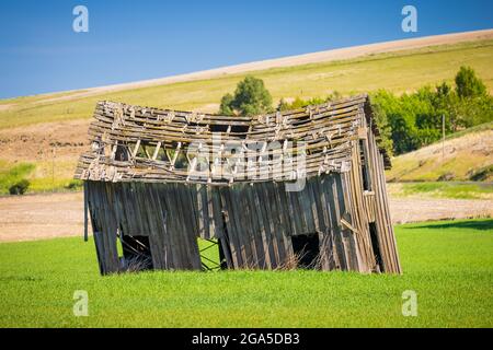 Baufällige Scheune im landwirtschaftlichen Palouse-Gebiet im Osten des Staates Washington. Stockfoto