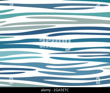 Abstrakte blaue Meereswellen, Kunstmuster, Handzeichnung. Vektorgrafik Stock Vektor