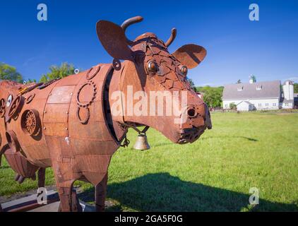 Metallkuhskulptur in der Gegend von Palouse im Bundesstaat Washington Stockfoto