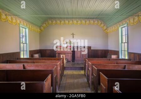 Cordelia Lutheran Church wurde von Pastor Peter Carlson am 15. Dezember 1883 eingeweiht und ist das älteste lutherische Gebäude im Bundesstaat Idaho. Stockfoto