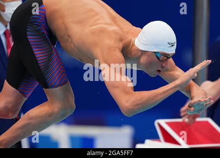 Tokio, Japan. Juli 2021. Mykhailo Romantschuk aus der Ukraine tritt beim 800 m langen Freistilfinale des Schwimmens bei den Olympischen Spielen 2020 in Tokio, Japan, am 29. Juli 2021 an. Quelle: Xu Chang/Xinhua/Alamy Live News Stockfoto