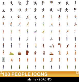 100 Personen Symbole gesetzt. Cartoon Illustration von 100 Personen Symbole Vektor auf weißem Hintergrund einstellen Stock Vektor