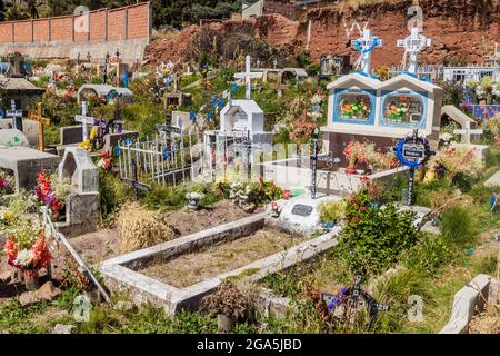 COPABA, BOLIVIEN - 13. MAI 2015: Friedhof in Copaba, Bolivien. Stockfoto