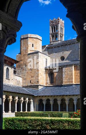 Coister von Sant Miquel, Klöster der romanischen Kathedrale von Santa Maria in La Seu d'Urgell, Lleida, Katalonien, Spanien. Die Kathedrale von Santa Mar Stockfoto