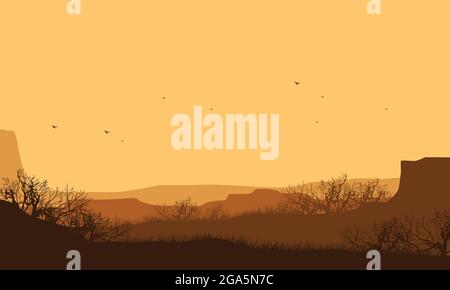 Was für eine fantastische natürliche Aussicht vom Rand der Stadt in der Abenddämmerung am Nachmittag. Vektorgrafik Stock Vektor