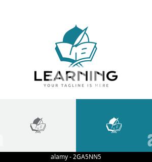 Moschee Dome Islamische Schule Koran Lesen Learning Logo Stock Vektor