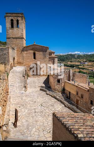 Guimerà mittelalterliches Dorf bei Sonnenuntergang Urgell, Provinz Lleida in Katalonien Spanien Stockfoto