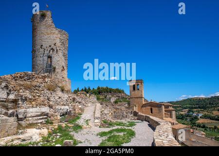 Guimerà mittelalterliches Dorf bei Sonnenuntergang Urgell, Provinz Lleida in Katalonien Spanien Stockfoto