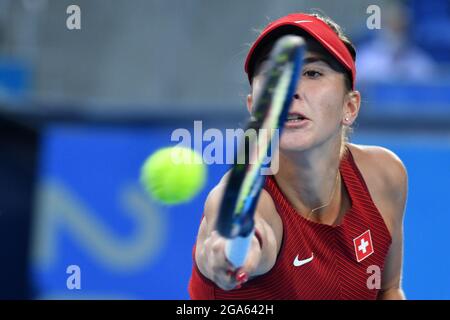 Tokio, Japan. Kredit: MATSUO. Juli 2021. BENCIC Belinda (SUI) Tennis: Frauen-Einzel-Halbfinale während der Olympischen Spiele in Tokio 2020 auf dem Ariake Tennis Center Court in Tokio, Japan. Kredit: MATSUO .K/AFLO SPORT/Alamy Live Nachrichten Stockfoto