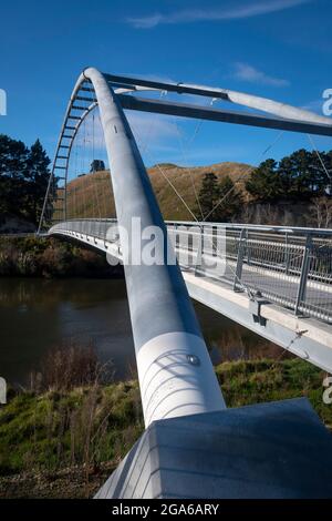 Upokongaro Fahrrad- und Fußgängerbrücke über den Whanganui River, Upokongaro, auf dem Mountain to Sea Radweg in der Nähe von Whanganui, Nordinsel, Neuseeland Stockfoto