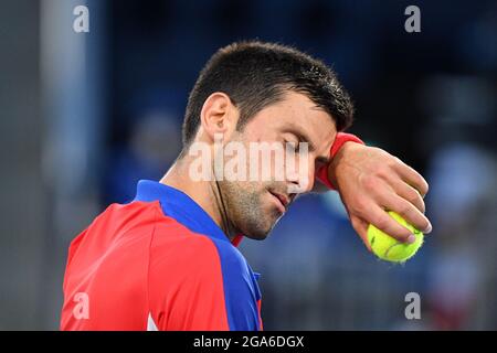 Tokio, Japan. Kredit: MATSUO. Juli 2021. Novak Djokovic (SRB) Tennis: Männer-Einzel-Viertelfinale während der Olympischen Spiele 2020 in Tokio auf dem Ariake Tennis Center Court in Tokio, Japan. Kredit: MATSUO .K/AFLO SPORT/Alamy Live Nachrichten Stockfoto