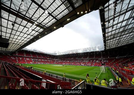 Manchester, England, 28. Juli 2021. Eine allgemeine Ansicht des Stadions während des Vorsaison-Freundschaftsspiel in Old Trafford, Manchester. Bildnachweis sollte lauten: Andrew Yates / Sportimage Stockfoto