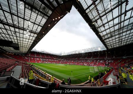 Manchester, England, 28. Juli 2021. Eine allgemeine Ansicht des Stadions während des Vorsaison-Freundschaftsspiel in Old Trafford, Manchester. Bildnachweis sollte lauten: Andrew Yates / Sportimage Stockfoto