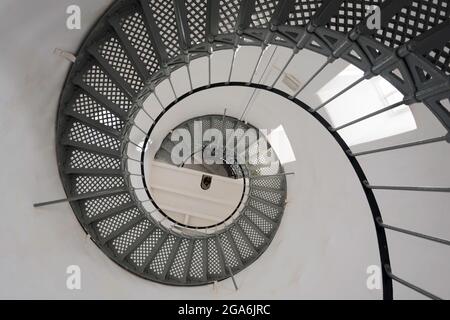 Das Innere des unter Denkmalschutz stehenden Cape Bruny Lighthouse an der südöstlichen Spitze der Insel Bruny in Tasmanien, Australien; Betrieb von 1836 bis 19 Stockfoto