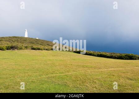 Der unter Denkmalschutz stehende Cape Bruny Lighthouse an der südöstlichen Spitze von Bruny Island in Tasmanien, Australien, war von 1836 bis 1996 in Betrieb Stockfoto