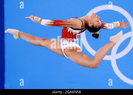 Die Belgierin Jutta Verkest zeigte sich während des Allround-Finales des Kunstturnwettbewerbs am siebten Tag des Olymp 'Tokyo 2020 in Aktion Stockfoto