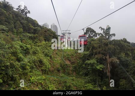 GENTING HIGHLAND, MALAYSIA, NOVEMBER 22 2019. Skyway-Seilbahn, die nach Genting führt Jan 22,2019 Genting Highland war ein berühmter Ort in Malaysia.Seilbahnen Stockfoto