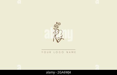 Anfangsbuchstabe RG oder GR Unterschrift handschriftliche Hochzeit botanischen floralen Symbol Logo Vektor Design Illustration Stock Vektor