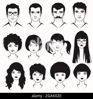 Satz flacher Avatare, Vektor-Personen-Symbol, Benutzergesichter-Design-Illustration Stock Vektor