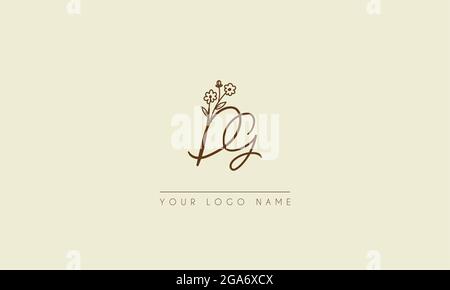 Anfangsbuchstabe DG oder GD Unterschrift handschriftliche Hochzeit botanischen floralen Symbol Logo Vektor Design Illustration Stock Vektor