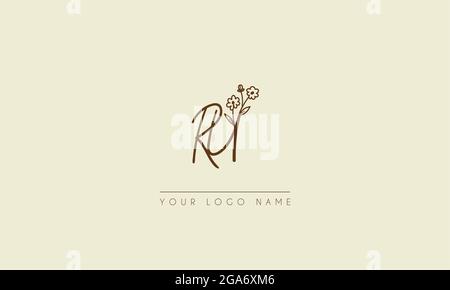 Anfangsbuchstabe RU oder UR Unterschrift handschriftliche Hochzeit botanischen floralen Symbol Logo Vektor Design Illustration Stock Vektor