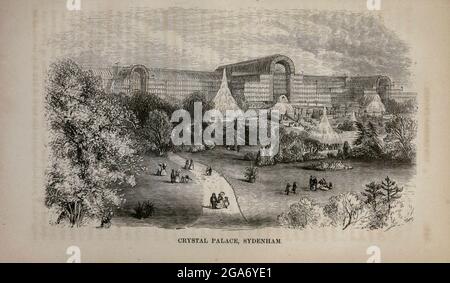 Crystal Palace Sydenham aus dem Buch "London und seine Umgebung: Ein praktischer Leitfaden für die Metropole und ihre Umgebung, illustriert durch Karten, Pläne und Ansichten" von Adam und Charles Black Veröffentlicht in Edinburgh von A. & C. Black 1862 Stockfoto