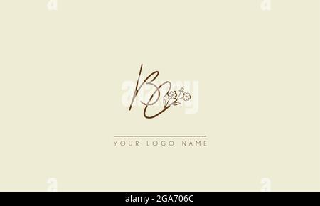 Anfangsbuchstabe BC oder CB Unterschrift handgeschriebene Hochzeit botanischen floralen Symbol Logo Vektor Design Illustration Stock Vektor