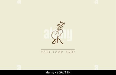 Anfangsbuchstabe SR oder RS Unterschrift handgeschriebene Hochzeit botanischen floralen Symbol Logo Vektor-Design-Illustration Stock Vektor