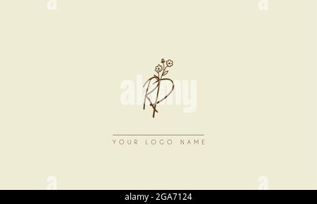 Anfangsbuchstabe RP oder PR Unterschrift handschriftliche Hochzeit botanischen floralen Symbol Logo Vektor Design Illustration Stock Vektor