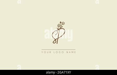 Anfangsbuchstabe SP oder PS Signature handgeschriebene Hochzeit botanischen floralen Symbol Logo Vektor-Design-Illustration Stock Vektor