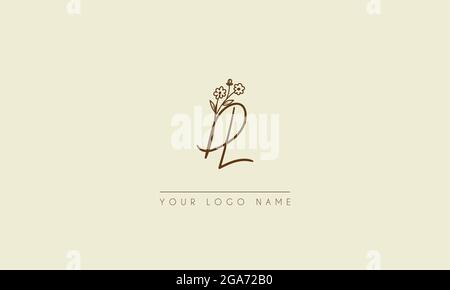 Anfangsbuchstabe DL oder LD Unterschrift handschriftliche Hochzeit botanischen floralen Symbol Logo Vektor Design Illustration Stock Vektor