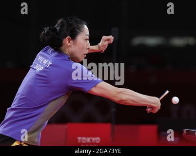 Tokio, Japan. Juli 2021. Die Singapurerin Yu Mengyu tritt beim Bronze-Medaillenspiel der Frauen bei den Olympischen Spielen 2020 in Tokio, Japan, am 29. Juli 2021 an. Quelle: Wang Dongzhen/Xinhua/Alamy Live News Stockfoto