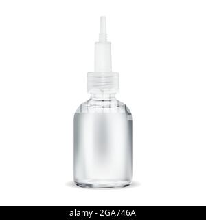 Flasche mit Hautserumsäure. Schönheit Kollagen Gesichtspflege Essenz. Hyaluronsäure-Behälter mit Tröpfchen. Coenzym q10-Behandlungslösung – Flaschendesign. Natu Stock Vektor