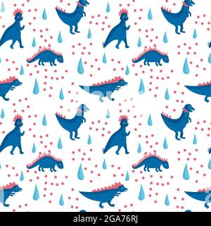 Nahtloses Dinosaurier-Muster für Dekorationsdesign. Lustige Zeichentrickfiguren Stock Vektor