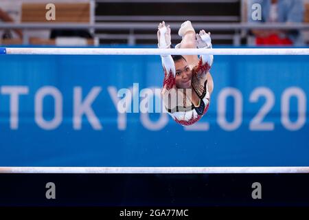 Die Belgierin Jutta Verkest zeigte sich während des Allround-Finales des Kunstturnwettbewerbs am siebten Tag des Olymp 'Tokyo 2020 in Aktion Stockfoto