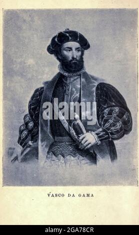 Vasco da Gama [Vasco da Gama, 1. Graf von Vidigueira (1460. – 24. Dezember 1524), war ein portugiesischer Forscher und der erste Europäer, der Indien auf dem Seeweg erreichte. Seine erste Reise nach Indien (1497–1499) war die erste, die Europa und Asien über eine Ozeanroute miteinander verband, die den Atlantik und die indischen Ozeane und damit den Westen und den Orient verband. Dies gilt weithin als Meilenstein in der Weltgeschichte, da es den Beginn einer auf dem Meer basierenden Phase des globalen Multikulturalismus markierte. Da Gamas Entdeckung des Seeweges nach Indien eröffnete den Weg für ein Zeitalter des globalen Imperialismus und ermöglichte es den Portugiesen, sich zu establi Stockfoto